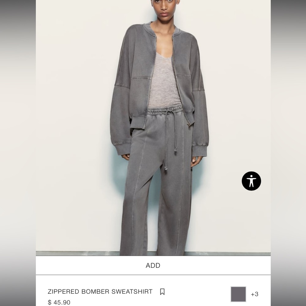 Zara plush pants and bomber sweatsuit, size medium